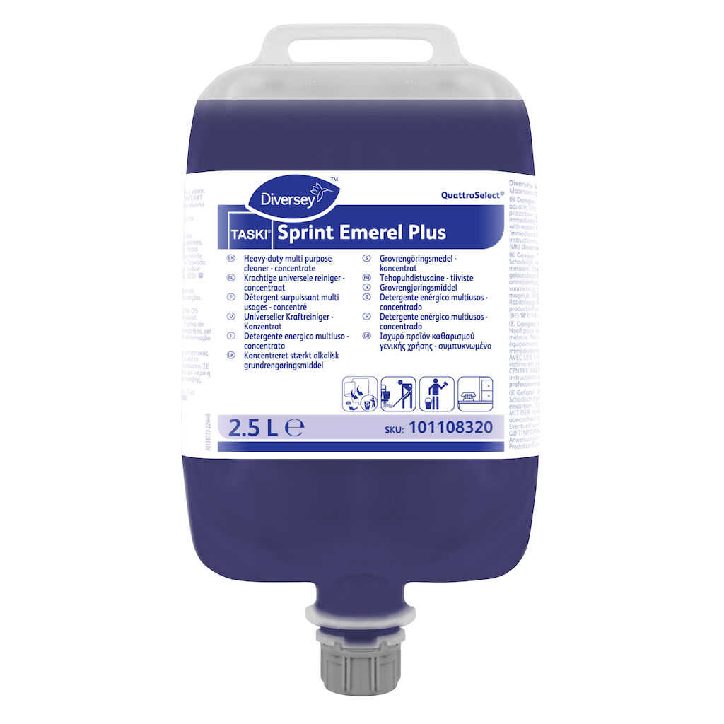 TASKI Sprint Emerel Plus QS 2x2.5L - Limpiador enérgico concentrado multiusos en formato QuattroSelect®